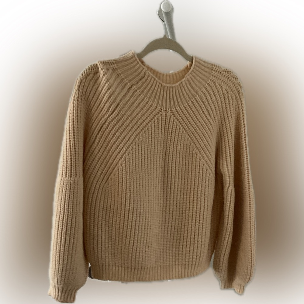 Petal & Pup Tan Ribbed Crew Neck Sweater